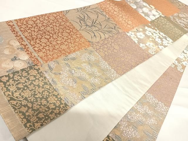 平和屋着物◎六通柄袋帯　色紙花文　金糸　正絹　逸品　AABD7097yx