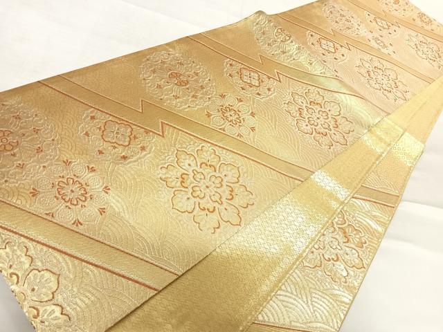 平和屋着物◎六通柄袋帯　金采　正倉院花文　金銀糸　正絹　逸品　AABD7109yx