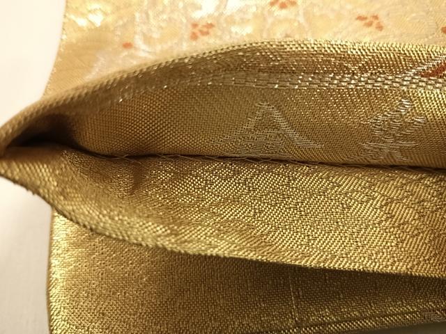 平和屋着物◎六通柄袋帯　金采　正倉院花文　金銀糸　正絹　逸品　AABD7109yx