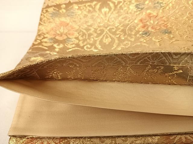 平和屋着物◎六通柄袋帯 寿祥蒔絵段文 金糸 正絹 逸品 AABD7110yx