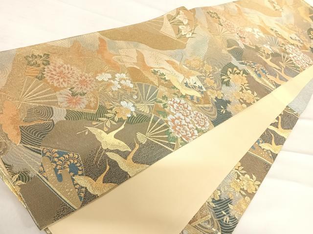 平和屋着物◎六通柄袋帯 琳派天翔文様 金糸 正絹 逸品 AABD7117yx