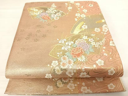 平和屋着物◎佐賀錦　六通柄袋帯　唐織　地紙花文　金銀糸　正絹　逸品　AABD7127yx