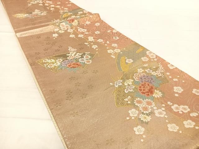 平和屋着物◎佐賀錦　六通柄袋帯　唐織　地紙花文　金銀糸　正絹　逸品　AABD7127yx