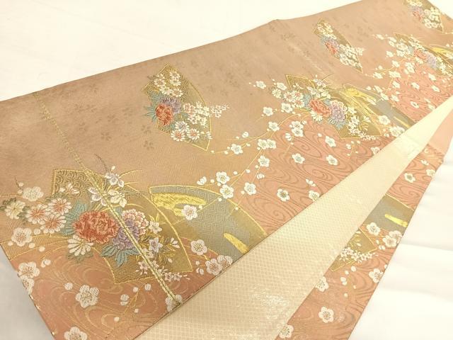 平和屋着物◎佐賀錦　六通柄袋帯　唐織　地紙花文　金銀糸　正絹　逸品　AABD7127yx