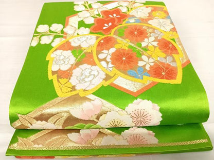 平和屋着物◎六通柄袋帯　唐織　花桐文　金銀糸　正絹　逸品　AABD7130yx