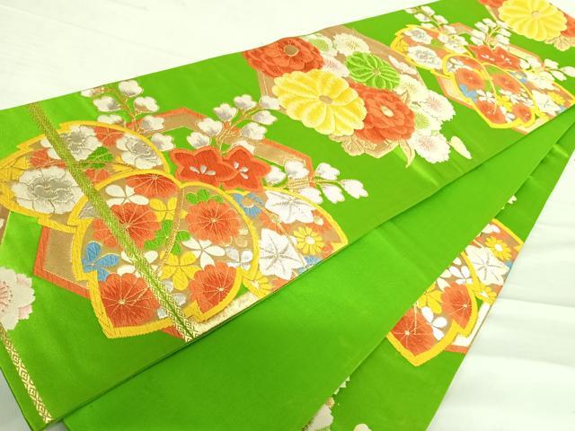 平和屋着物◎六通柄袋帯　唐織　花桐文　金銀糸　正絹　逸品　AABD7130yx
