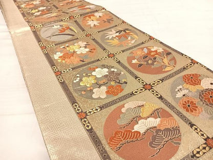 平和屋着物◎佐賀錦　六通柄袋帯　唐織　天井花丸文　金銀糸　正絹　逸品　AABD7131yx