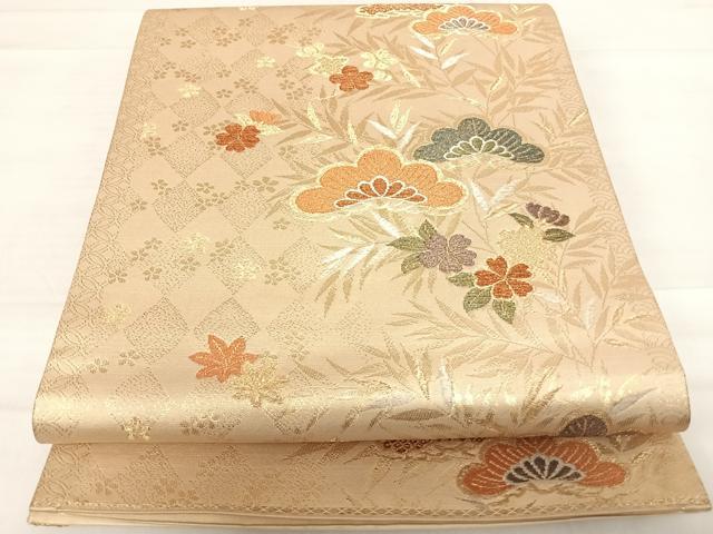平和屋着物◎六通柄袋帯　笹松文　金銀糸　正絹　逸品　AABD7132yx