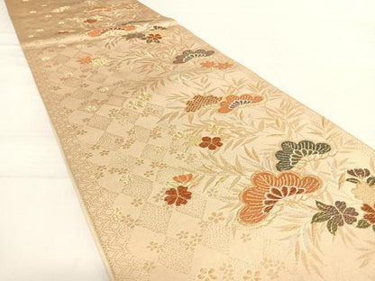 平和屋着物◎六通柄袋帯　笹松文　金銀糸　正絹　逸品　AABD7132yx