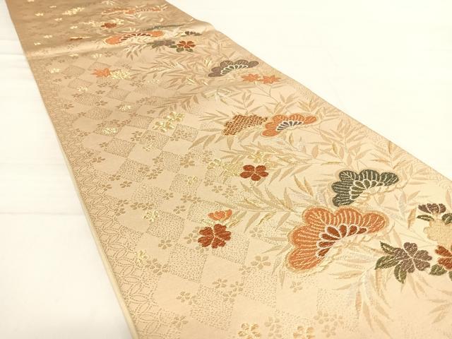 平和屋着物◎六通柄袋帯　笹松文　金銀糸　正絹　逸品　AABD7132yx