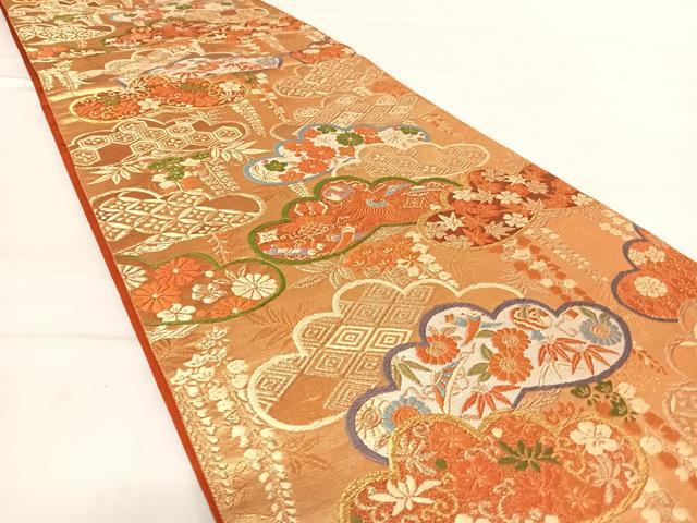 平和屋着物◎六通柄袋帯　唐織　吉祥松文　金糸　正絹　逸品　AABD7136yx