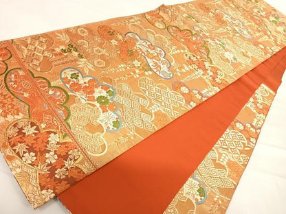 平和屋着物◎六通柄袋帯　唐織　吉祥松文　金糸　正絹　逸品　AABD7136yx