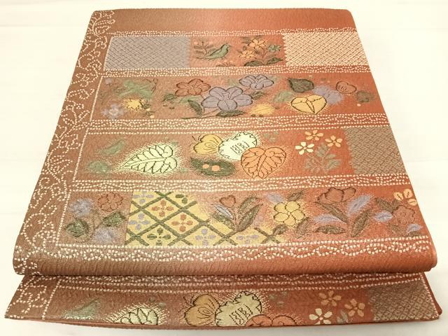 平和屋着物◎六通柄袋帯　纈幡織　辻が花　正絹　逸品　AABD7141yx