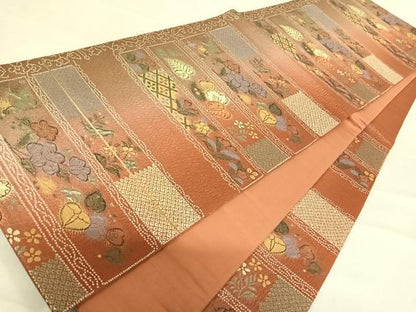 平和屋着物◎六通柄袋帯　纈幡織　辻が花　正絹　逸品　AABD7141yx