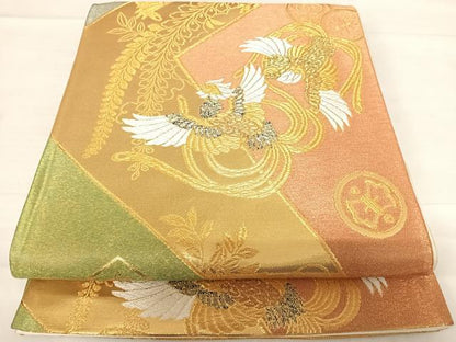 平和屋着物◎六通柄袋帯 唐織 鳳凰花文 金銀糸 正絹 逸品 AABD7153yx