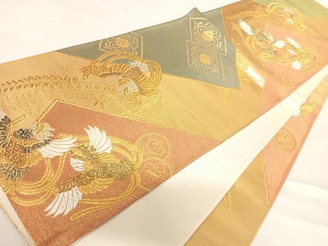 平和屋着物◎六通柄袋帯 唐織 鳳凰花文 金銀糸 正絹 逸品 AABD7153yx