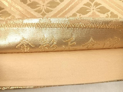 平和屋着物◎六通柄袋帯 金彩正倉院 金糸 正絹 逸品 AABD7162yx