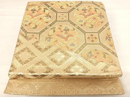 平和屋着物◎六通柄袋帯 金彩正倉院 金糸 正絹 逸品 AABD7162yx