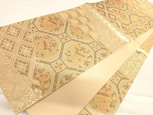 平和屋着物◎六通柄袋帯 金彩正倉院 金糸 正絹 逸品 AABD7162yx