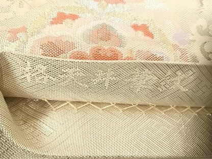 平和屋着物◎佐賀錦 六通柄袋帯 格天井華紋 金銀糸 正絹 逸品 AABD7165yx
