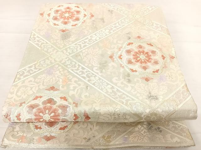 平和屋着物◎佐賀錦 六通柄袋帯 格天井華紋 金銀糸 正絹 逸品 AABD7165yx