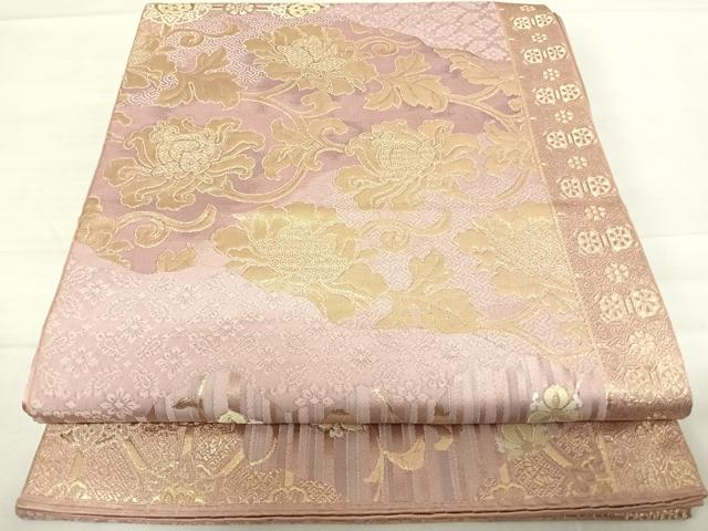 平和屋着物◎六通柄袋帯 唐織 更紗花文 金糸 正絹 逸品 AABD7166yx