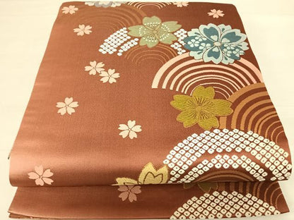 平和屋着物◎六通柄袋帯 唐織 舞花文 金糸 正絹 逸品 AABD7167yx
