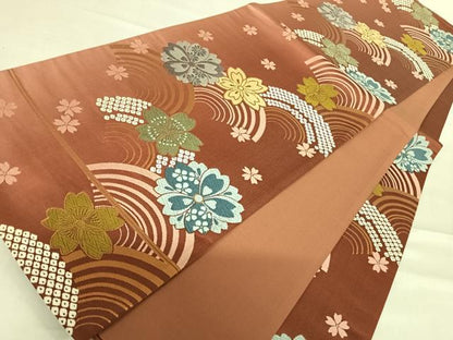 平和屋着物◎六通柄袋帯 唐織 舞花文 金糸 正絹 逸品 AABD7167yx