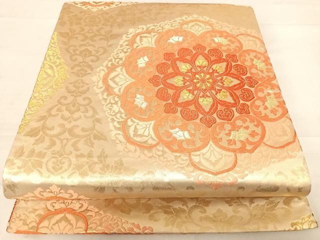 平和屋着物◎六通柄袋帯 正倉院花文 金糸 正絹 逸品 AABD7168yx