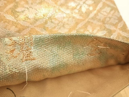 平和屋着物◎六通柄袋帯 唐織 松皮狩鞍文 燿金 金銀糸 正絹 逸品 AABD7171yx