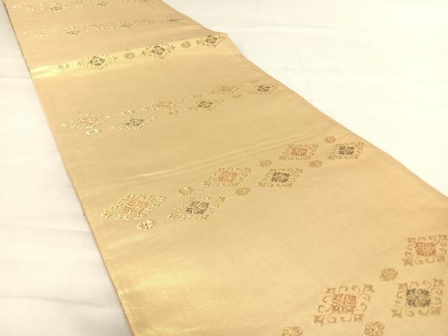 平和屋着物◎六通柄袋帯 唐織 松皮狩鞍文 燿金 金銀糸 正絹 逸品 AABD7171yx