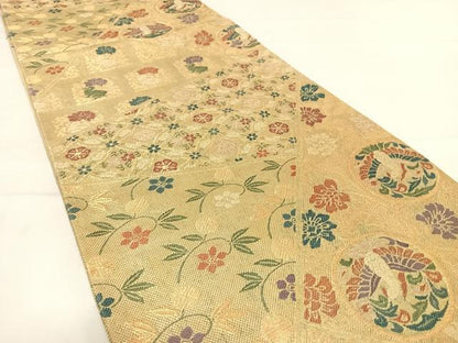 平和屋着物◎佐賀錦 六通柄袋帯 名物裂詩集 金糸 正絹 逸品 AABD7178yx