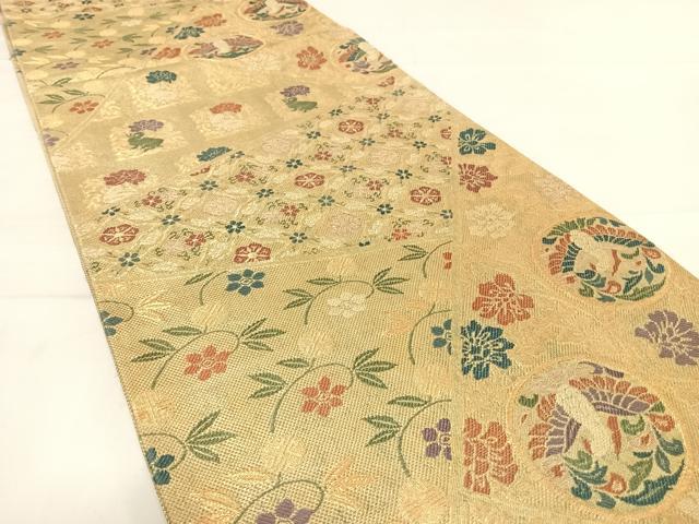 平和屋着物◎佐賀錦 六通柄袋帯 名物裂詩集 金糸 正絹 逸品 AABD7178yx