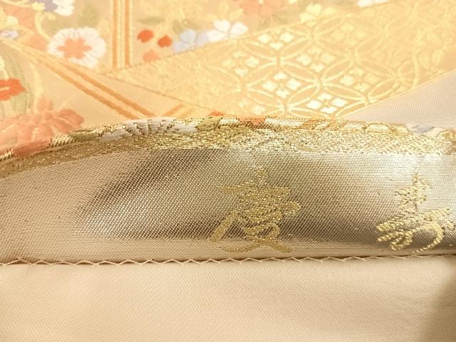 平和屋着物◎六通柄袋帯 唐織 慶壽 亀甲花文 金糸 正絹 逸品 AABD7179yx