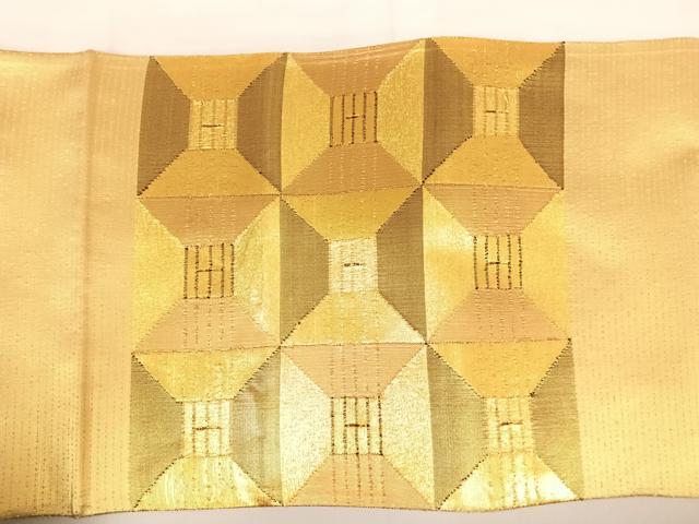 平和屋着物◎佐賀錦 太鼓柄袋帯 幾何学文様 金糸 正絹 逸品 AABD7182yx