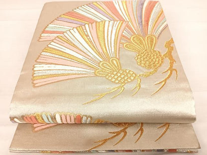 平和屋着物◎六通柄袋帯　唐織　枝松文　金銀糸　正絹　逸品　AABD7196yx