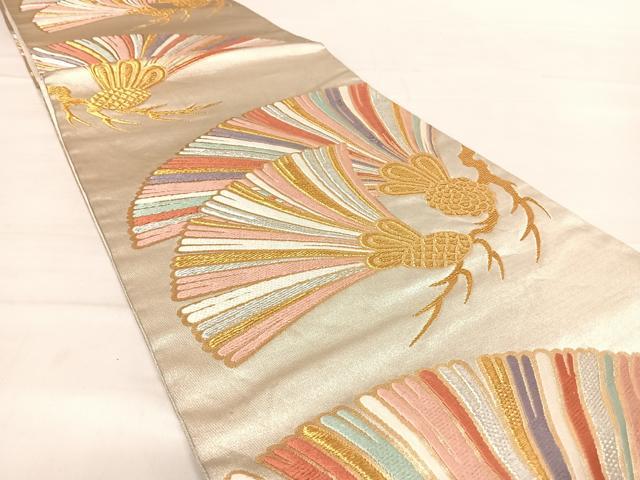 平和屋着物◎六通柄袋帯　唐織　枝松文　金銀糸　正絹　逸品　AABD7196yx