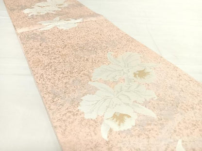 平和屋着物◎六通柄袋帯　カトレア　金銀糸　引箔　正絹　逸品　AABD7205yx