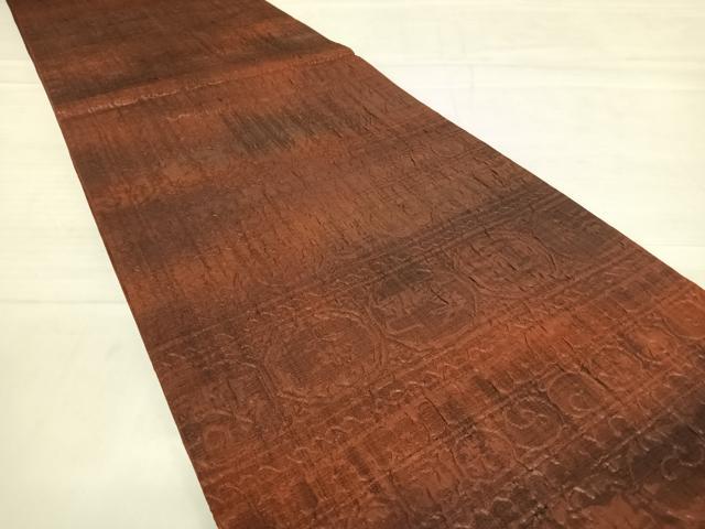 平和屋着物◎全通柄袋帯　ふくれ織　壁画文　正絹　逸品　AABD7208yx