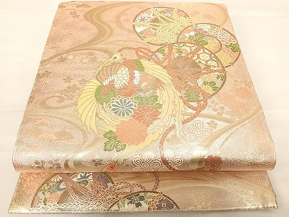 平和屋着物◎佐賀錦　六通柄袋帯　鳳凰花文　金銀糸　正絹　逸品　AABD7209yx