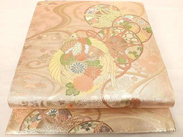 平和屋着物◎佐賀錦　六通柄袋帯　鳳凰花文　金銀糸　正絹　逸品　AABD7209yx