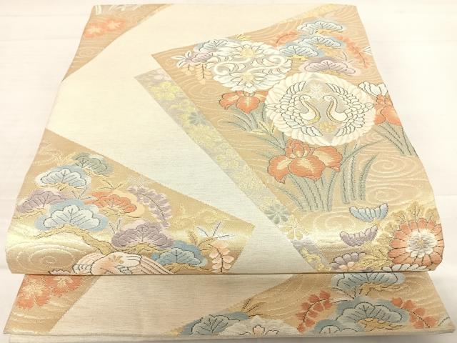 平和屋着物◎六通柄袋帯　花鳥丸文　金銀糸　正絹　逸品　AABD7210yx