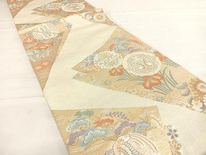 平和屋着物◎六通柄袋帯　花鳥丸文　金銀糸　正絹　逸品　AABD7210yx