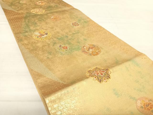 平和屋着物◎六通柄袋帯　裂繍正倉院文　金糸　引箔　正絹　逸品　AABD7222yx