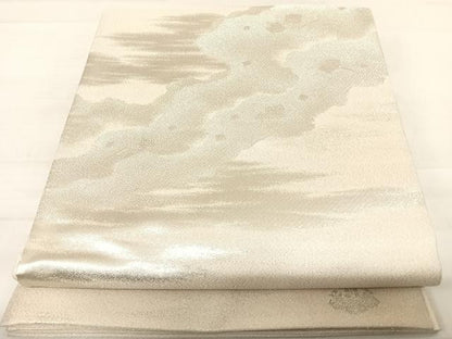 平和屋着物◎綴れ　太鼓柄袋帯　道長箔散らし　銀糸　正絹　逸品　AABD7224yx