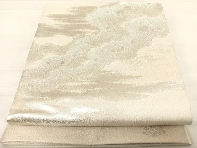 平和屋着物◎綴れ　太鼓柄袋帯　道長箔散らし　銀糸　正絹　逸品　AABD7224yx