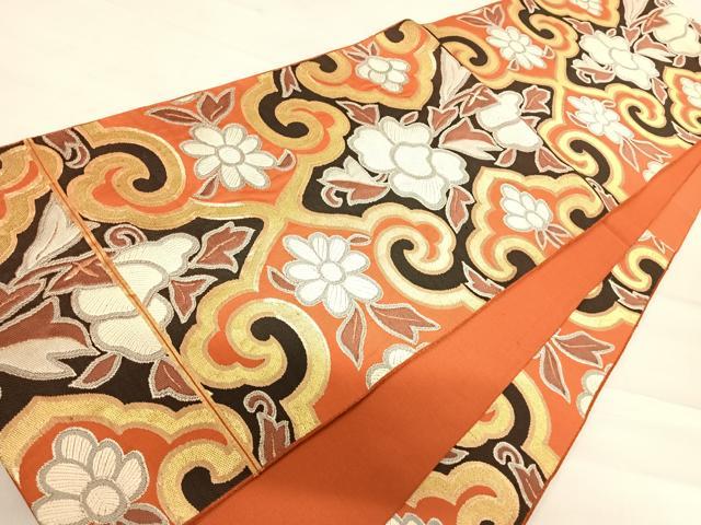 平和屋着物◎六通柄袋帯　渡来裂　金銀糸　正絹　逸品　AABD7233yx