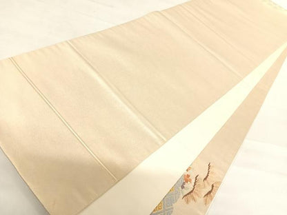 平和屋着物◎太鼓柄袋帯　唐織　刺繍　鴛鴦花文　金糸　正絹　逸品　AABD7240yx