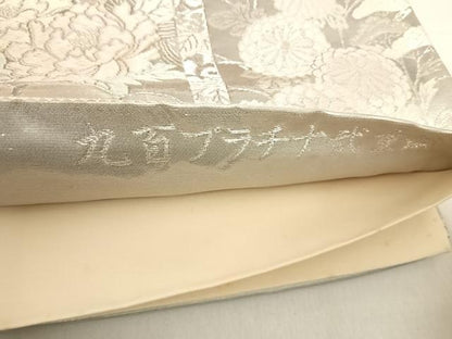平和屋着物◎六通柄袋帯　唐織　九百プラチナ弐重織　花鳥文　正絹　逸品　AABD7241yx