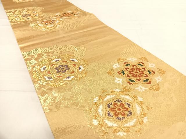 平和屋着物◎六通柄袋帯　唐織　正倉院花文　金糸　正絹　逸品　AABD7248yx